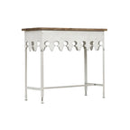 Console en métal finition zinc et bois à bord festonné