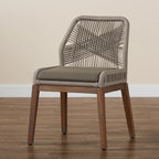 Modern Transitional-Style Rope-Woven Mahogany Dining Chair ââ‚?Gray