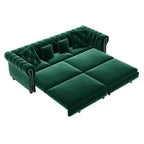Whisen Velvet 3-in-1 King Size Pull-Out Sofa Bed & Convertible Sleeper Sofa with Movable Ottoman, Tufted Design