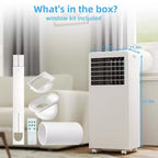 8K BTU Portable Air Conditioner - 3-in-1 Cooling, Dehumidifier & Fan for 350 Sq Ft with Sleep Mode & 1-Year Warranty