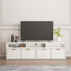 Modern White 2-Drawer Open Storage Corner TV Stand