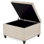 Large Square Storage Ottoman with Wooden Legs