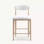 Sgabelli da Bar Senza Braccioli in Bouclé, Set da 4, con Gambe in Metallo Effetto Legno per Cucina, Soggiorno, Ristorante, Caffè - Morden Fort