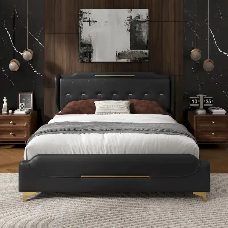 Modern Upholstered PU Leather Bed