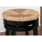 Tabouret de comptoir pivotant sans dossier Maya avec assise en jonc de mer