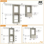 Freestanding Closet System with 8 Hannging Rods and Drawers, Hanging Closet Organizer with 10 Shelves