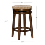 Tabouret de comptoir pivotant sans dossier Maya avec assise en jonc de mer