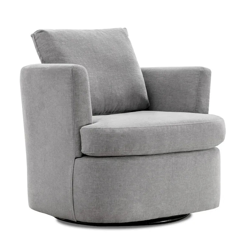 Modern Chenille Upholstered Swivel Accent Barrel Chair Set Modern Swivel Armchair for Living Room