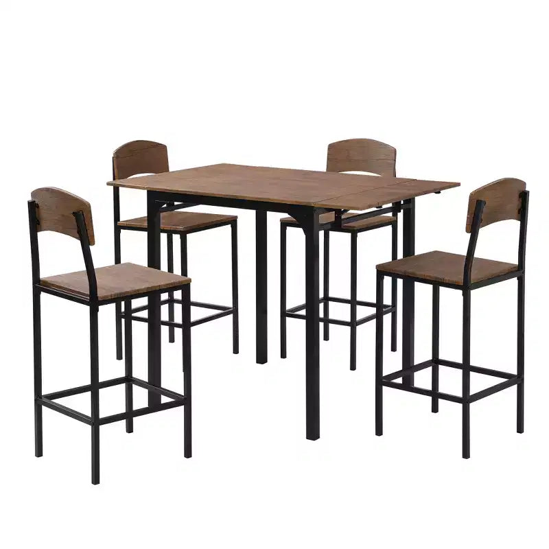 Whisen Farmhouse 5-piece Counter Height Drop Leaf Dining Table Set with Dining Chairs