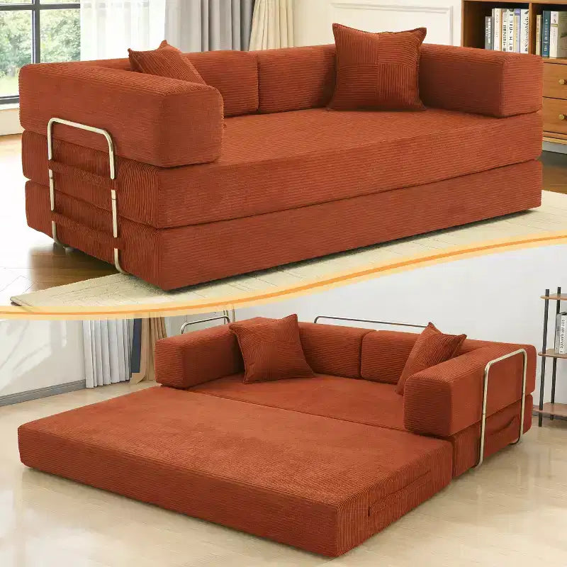 Dyonery 78Folding Sofa Bed Convertable Corduroy Couch King Size Floor Sleeper 4-in-1 DIY Combination Modular Sofa Fold Out Comfy sofa.