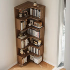 Étagère d'angle en bois manufacturé à 6 tablettes