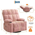 Oversized Recliner Chair for Adults, Manual Swivel Rocker Sofa, Side Pockets & Cup Holders for Big and Tall Persons, Living Room