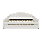 Full Size Upholstered Daybed with Shell Backrest and Trundle