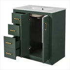 30 Single Sink Bathroom Vanity with Cabinet & 3 Drawers – Black / Blue / Green / Indigo / White