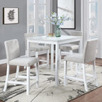 Modern 5-Piece Dining Set with Square Counter Height Table & 4 Upholstered Chairs