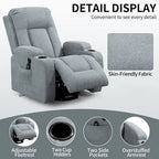 Power Lift Recliner Chair, Modern Single Motor Massage Sofa Chair with Lumbar Heating, USB Charging Port, Cup Holders