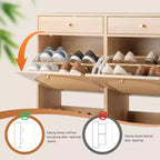 Karl Home Rattan Panel 2 Drawers 4 Flip-Drawer Shoe Cabinet Particleboard 41.34 W