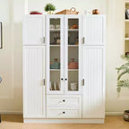 Whisen 71''H Freestanding Kitchen Storage Pantry, Large Dining Storage Cabinet Cupboard Sideboards With 6 Doors, Adjustable Shelves