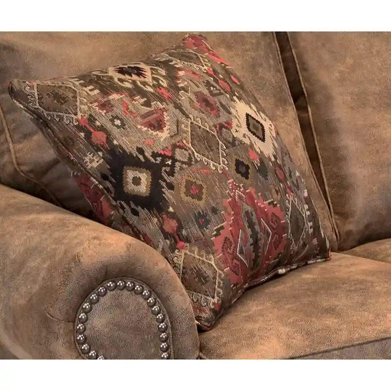 Rancho Rustic Brown Buckskin Fabric Upholstered Sleeper Sofa - 37 x 86 x 40