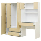 3-in-1 Wardrobe Closet with Vanity Desk, Desk Set, Bedroom Armoire with 2 Drawers 3-Door Storage Desk Wardrobe