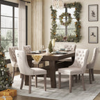 Upholstered Tufted Velvet Dining Chair with Solid Wood Legs Set of 6