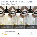 Remote Ceiling fan with Lights Large 8 Wooden Blades