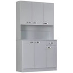 71 Kitchen Pantry Cabinet, Tall Storage Cabinet with Microwave Stand, Modern Kitchen Hutch,3 Adjustable Shelves for Living Room, Dining Room