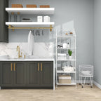 Metal Scroll Indoor Outdoor Tall Folding 5 Shelves Bakers Rack - Gold or White - Roche River Decor