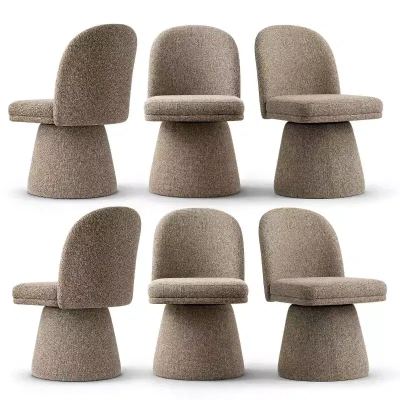 Set of 6 Modern 360 Swivel Armless Dining Chairs with Pedestal-style Base, Elegant Accent Chairs for Kitchen, Dining Room, or Office-Panipeachy
