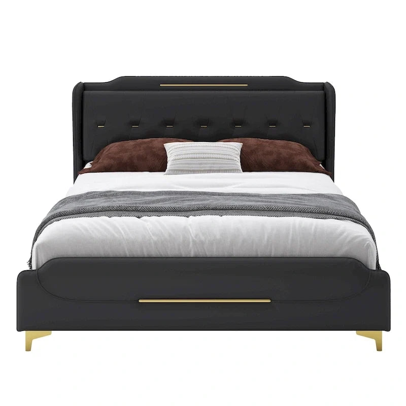 Modern Upholstered PU Leather Bed