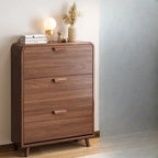 Traditional Hidden Adjustable 3 Tiers Solid Wood Shoe Cabinet