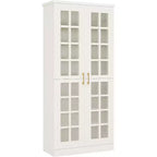 Lantine Tall Shoe Cabinet with Doors, 8-Tier Shoe Storage with Adjustable Shelves, Modern Shoe Rack Cabinet for Hallway, Closet, Living Room, White