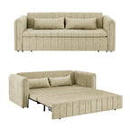 Velvet Upholstered Modern Convertible Sleeper Lounge Sofa Bed with Rolled Arms Decorated with Copper Nails