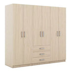 6-Door Wooden Wardrobe with Drawers for Bedroom