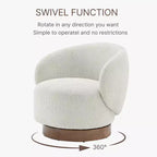 Spruce&Spring Upholstered Swivel Accent Barrel Chair with Wood Base