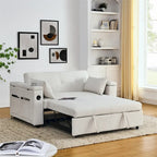 Pull-Out Sleeper Sofa Bed with Adjustable Backrest and USB Port