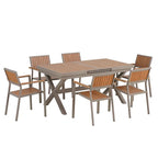 7-Piece Outdoor Extendable Dining Set with Extendable Table and 6 Armrest Chair