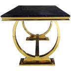Table de salle à manger moderne avec piètement en U en acier inoxydable