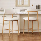 Counter Height Bar Stool with Upholstered Seat & Metal Legs, 26.3 Modern Kitchen Island Chair