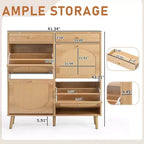 Karl Home Rattan Panel 2 Drawers 4 Flip-Drawer Shoe Cabinet Particleboard 41.34 W
