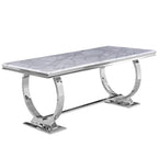 Table de salle à manger moderne avec piètement en U en acier inoxydable