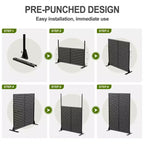 3-Panel Room Divider Screen with Geometric Pattern – Black Galvanized Steel
