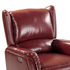 Genuine Leather Power Recliner with USB Port – Wingback Nailhead Set of 2