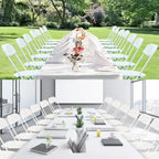 10 Pack Plastic Folding Chair 350lb. Capacity for Events Office Wedding Party Picnic Kitchen Dining