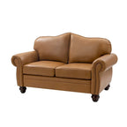 Transitional Genuine Leather Sofa With Tufted Back