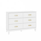 Commode double Timechee 6 tiroirs 47,2 po de largeur, pieds en bois massif, fini laqué