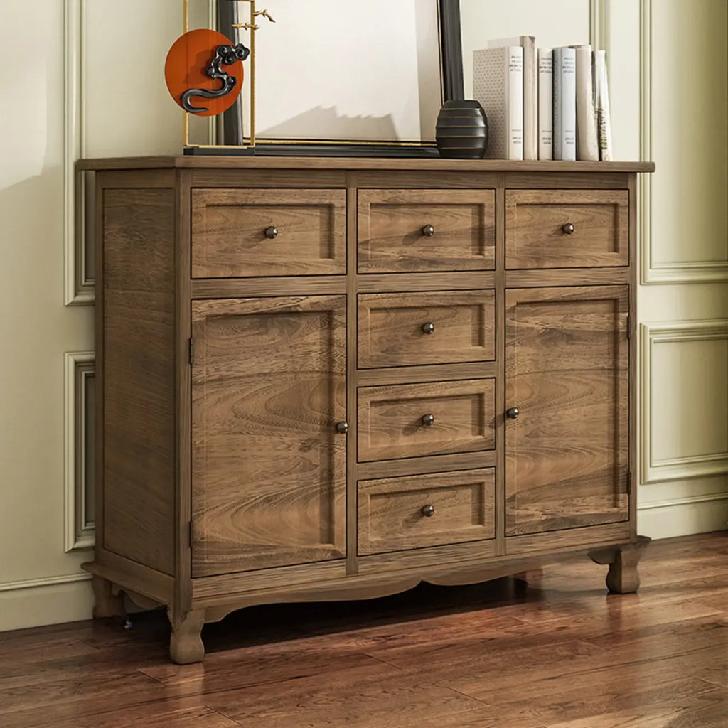 Rustic Brown Wood Accent Cabinet for Living Room Storage