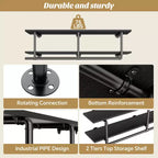 Besiost 2-Tier Clothing Rack with Hanging Rod, Clothing Shelves with Top Shelf