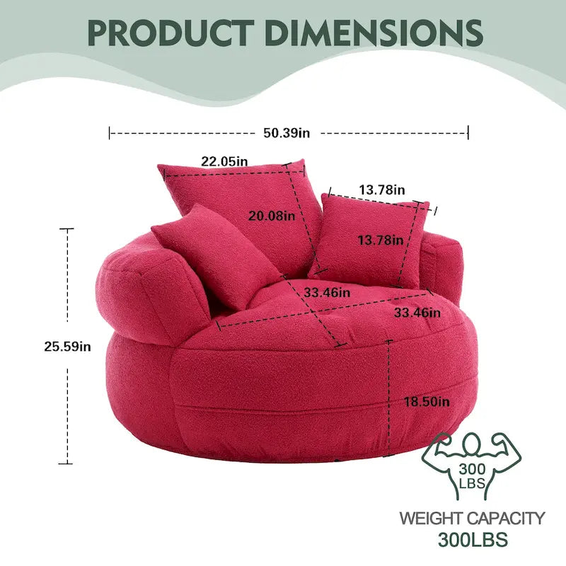 Divano Pigro Rotondo – Bianco/Blu/Grigio/Giallo/Arancione/Rosso Rosa/Blu Marino/Verde, Posto Singolo e Coppia