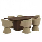 Christopher Knight Home Yodsak Modern 7 Piece Wooden and Metal Dining Set with 180 Swivel Chairs